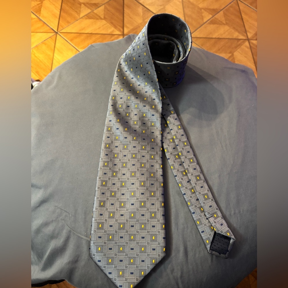 Valentino Gray Tie with Yellow Accents
